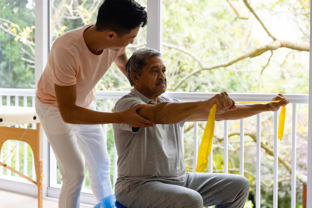 senior doing daily healthy habits at home